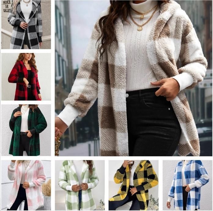 Cardigan in maglia a blocchi di colore a quadri larghi del 2025, maglione alla moda per le donne_voghion.com