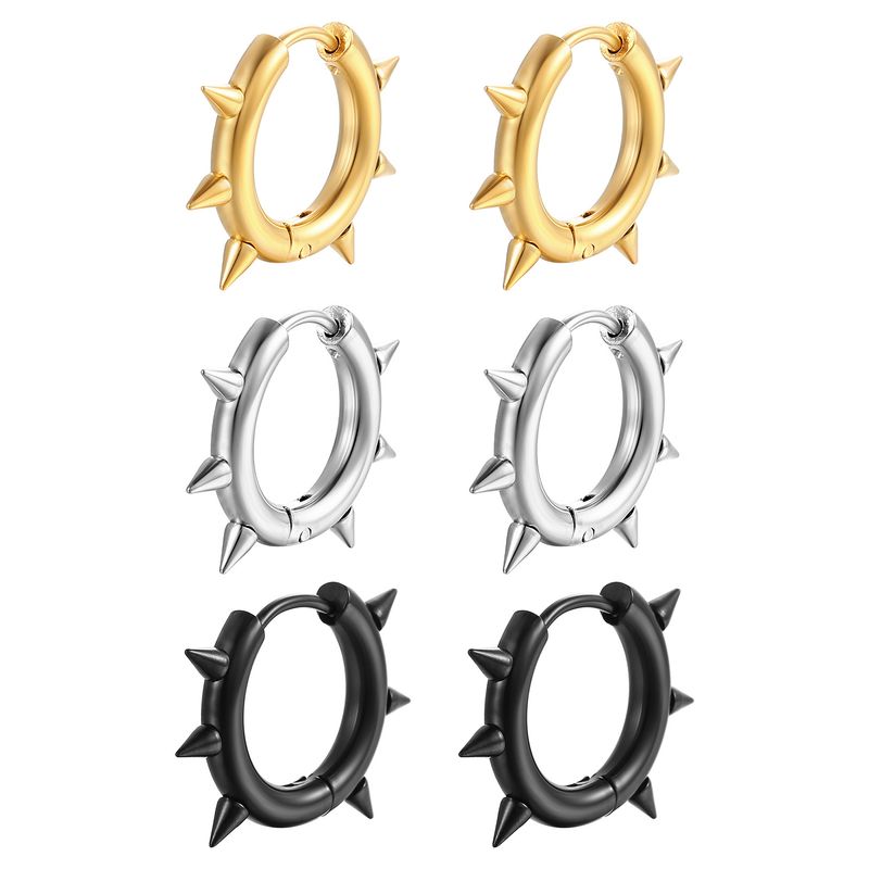 Orecchino in acciaio al titanio elegante da uomo alla moda in stile coreano con bordo incrociato, cono appuntito in acciaio inossidabile, alla moda_voghion.com