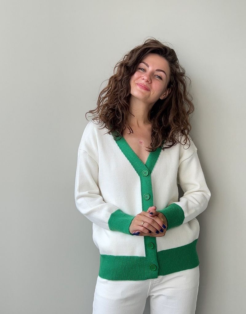 Damenbekleidung, lockerer, verdickter Patchwork-Pullover für Damen, rosafarbener, fauler Stil, kontrastierende Strickjacke_voghion.com