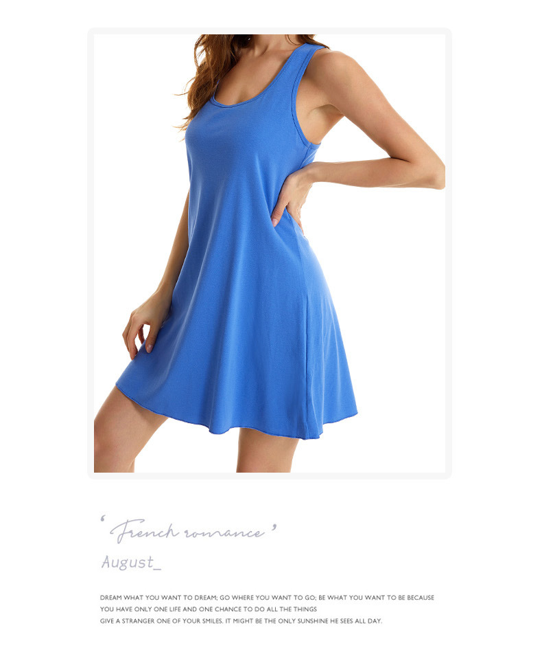 Chic And Comfortable: New Pull Frame Elastic Large Size Women’s Pure Cotton Nightgown - Vest Skirt Style, Versatile Home & Outdoor Wear_voghion.com