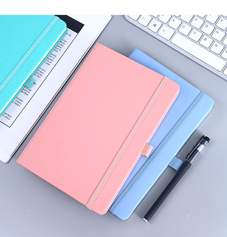 A5 Minimalist Elastic Band Notebook - Premium PU Leather Cover, 100 Sheets Lined Paper, Business Office_voghion.com