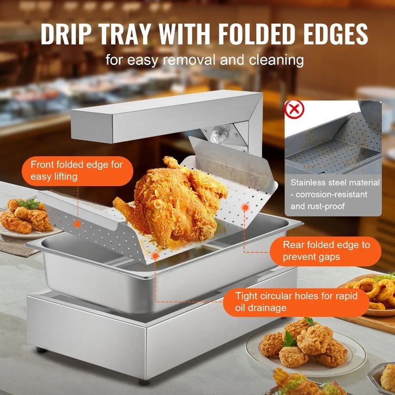 Scaldavivande elettrico per alimenti 104122, stazione luminosa per frittura di alimenti, riscaldamento francese elettrico, lampada in acciaio inossidabile da banco da 750 W_voghion.com