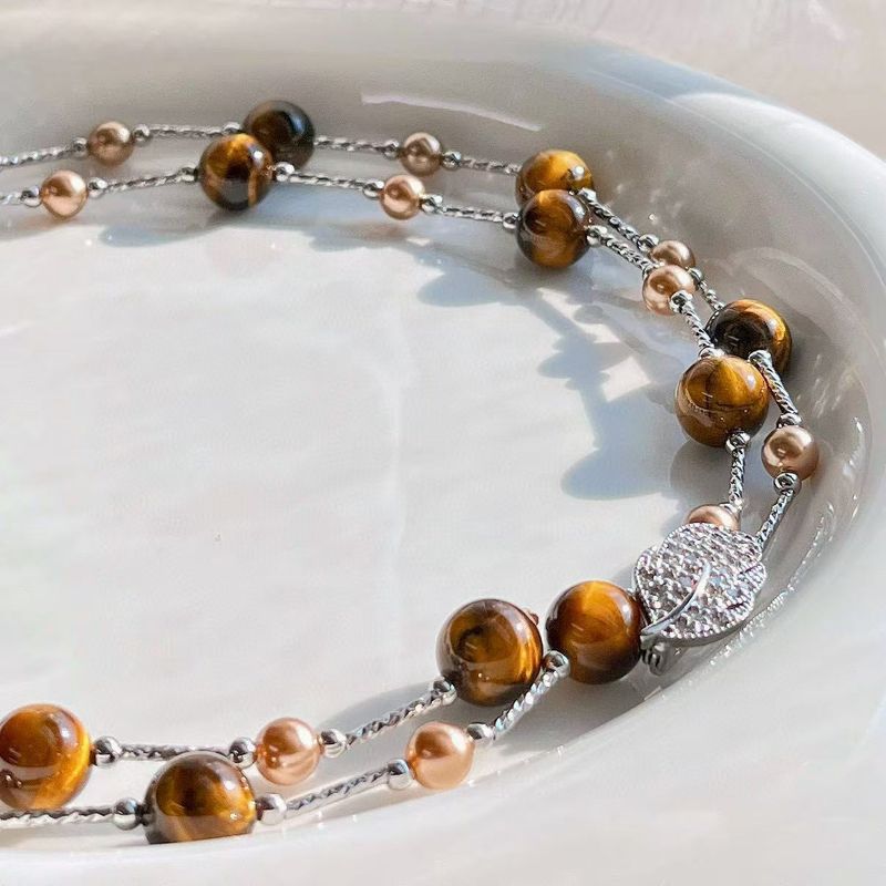 Autentica pietra naturale Melad di occhio di tigre di prima qualità, perla di Tahiti, molteplici metodi di indossamento, maglione, clavicola_voghion.com