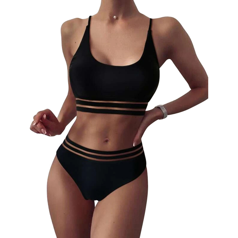2022 neue Bikini Sexy Einfarbig Bademode Hohe Taille Spitze Neue Bademode_voghion.com