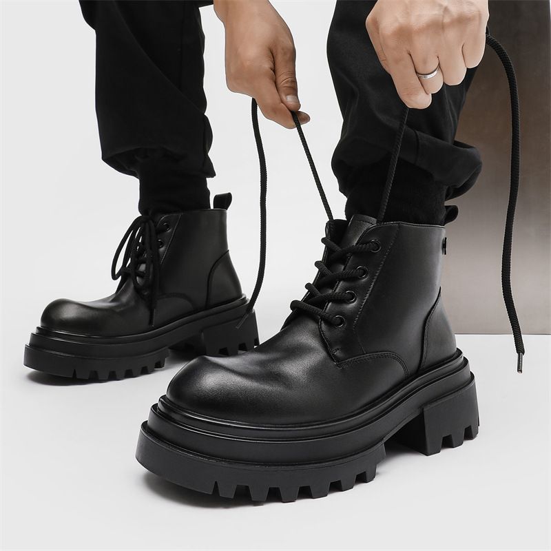 Heren Chelsea Boots Platform Martin Boots Hoogte Verhogende Casual Korte Laarzen Tooling Herenlaarzen_voghion.com