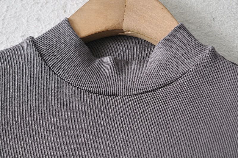 YPFF New Careful Machine Exposed Navel Half High Neck Short Sleeved T-shirt Women's Basic Versatile Slim Fit Top_voghion.com