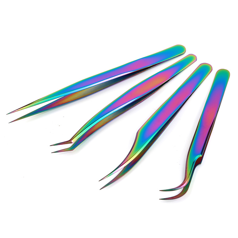 Pinzetta per unghie Eyelah Art Stainle Steel Eyelah Extenion Clip Applicatore Arcobaleno colorato strass EyeLahe_voghion.com