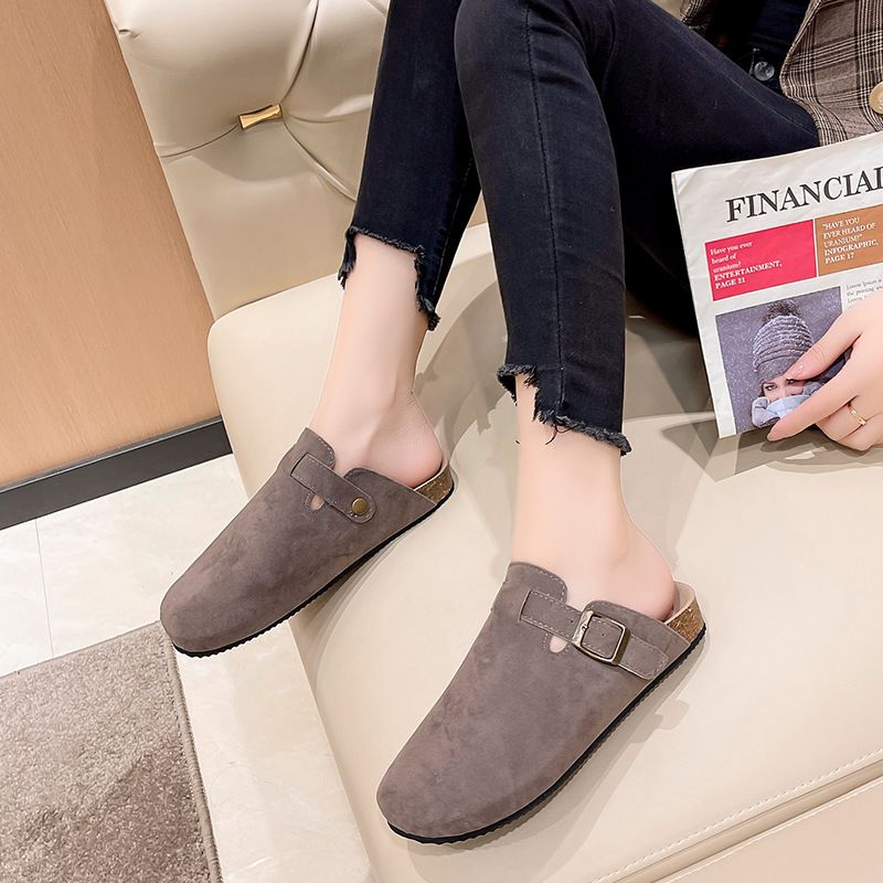 Big Baotou Slippers For Women, Couple, Cork Roman Semi Slippers, Lazy, Big Size Shoes, Trendy_voghion.com