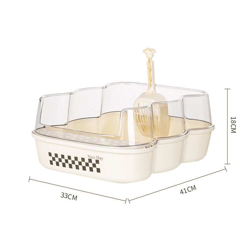Halbgeschlossene, spritzwassergeschützte Toilette mit Sandablauf, Fußpedal, Zubehör, Katzentoilette, extra groß_voghion.com