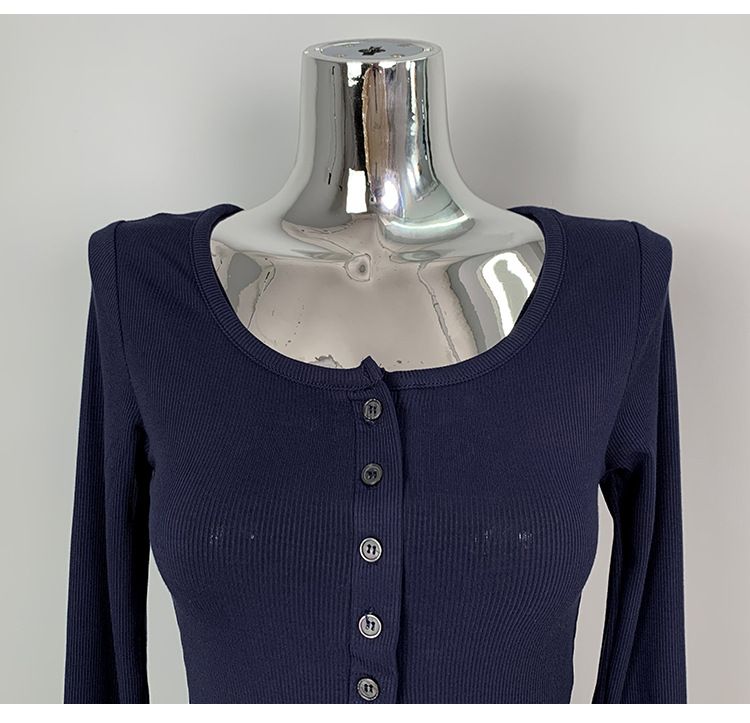 Nuovo stile coreano primavera estate temperamento puro desiderio di mostrare la figura colletto semiaperto stretto e comodo_voghion.com