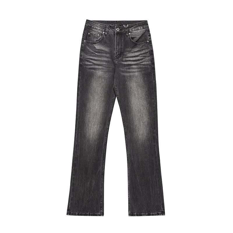 Erkek Giyim Retro Yıkanmış Eskitilmiş Geniş Paça Kot Pantolon Erkekler ve Kadınlar İçin Sokak Modası Bol Günlük Çok Yönlü Günlük Pantolon_voghion.com