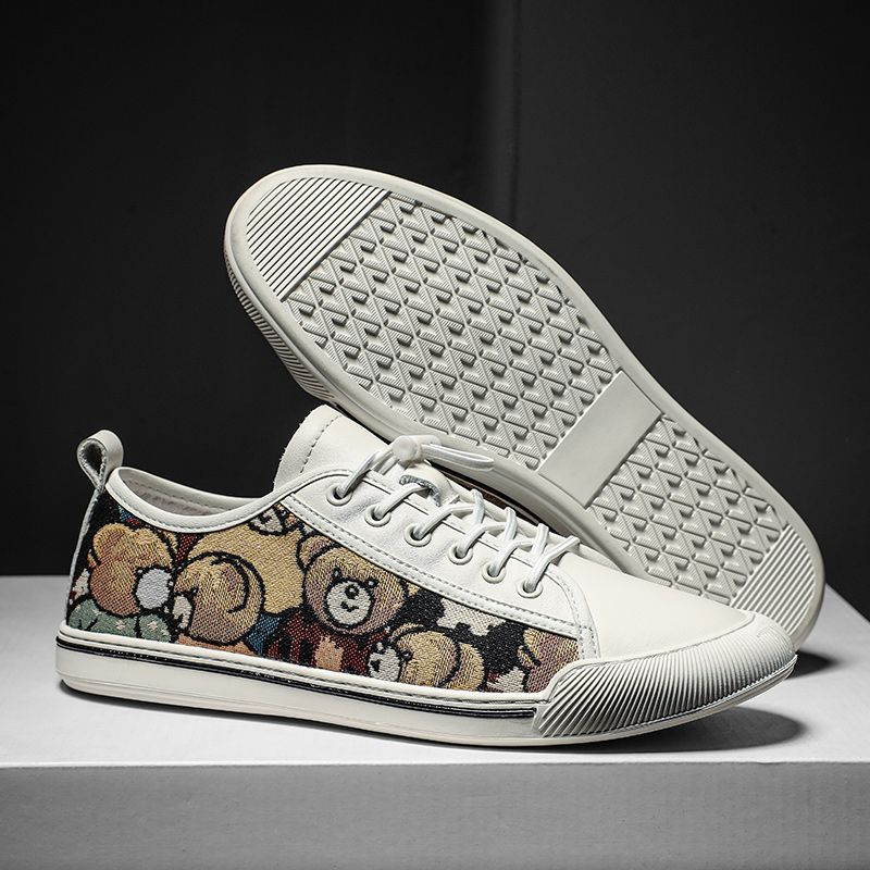 Nova tendência versátil baixo top board estudante sola macia couro genuíno preto sapatos casuais_voghion.com