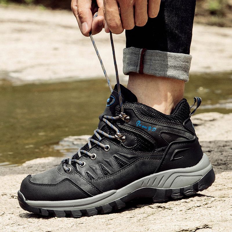 Nuove scarpe da ginnastica alte in pelle per uomo, autunno e inverno, leggere, da trekking, per coppie, taglie grandi, per attività all'aperto_voghion.com