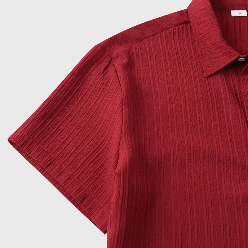 Goods 2024 summer new solid color lapel short sleeved shirt men's_voghion.com