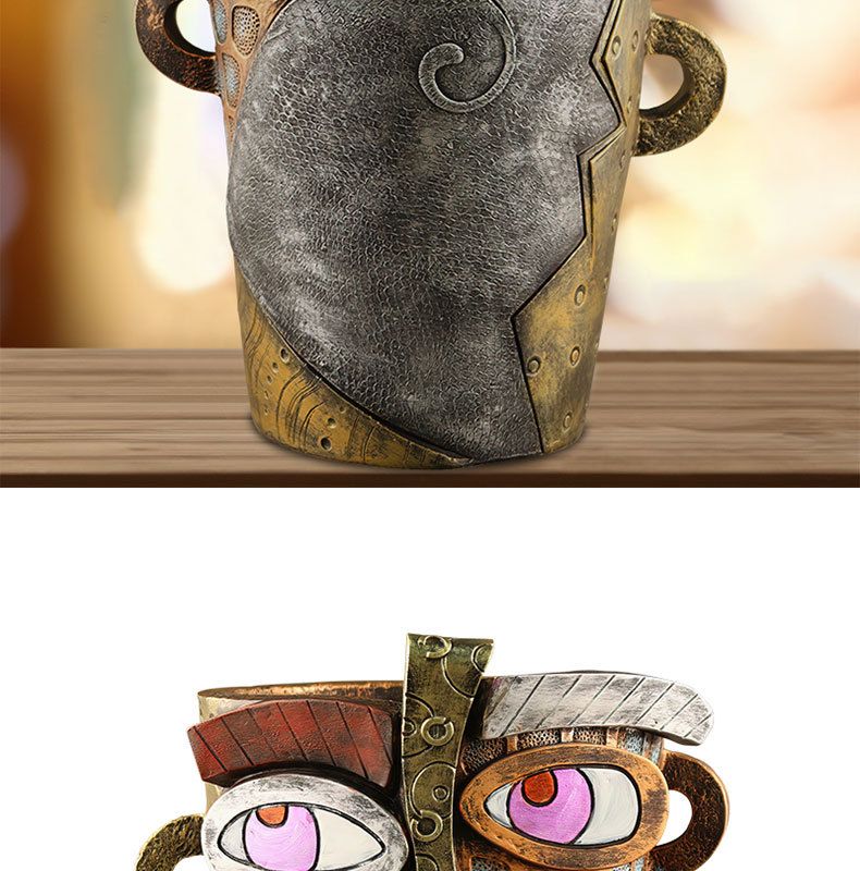 New Face Colorful Abstract Art Succulent Planter Resin Ornament Antique Flower Pot Potted Plant Decoration_voghion.com