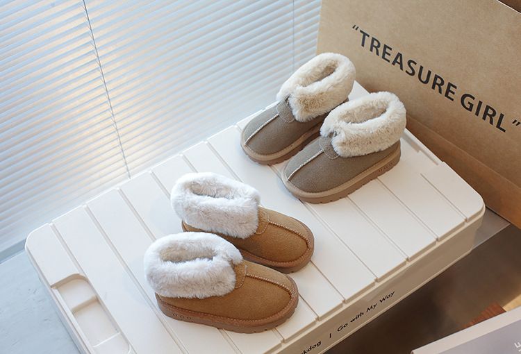 Children's snow 2024 winter new item with plush thickened big cotton shoes boys, and short boots for girls_voghion.com