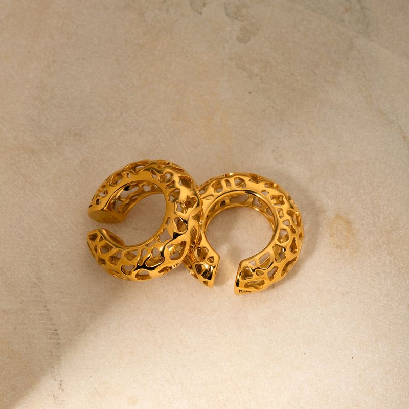 INS Nuovo Oro Cavo C-shaped Ear Clip Orecchini Acciaio Inossidabile Gioielli Moda Personalizzato Regalo Donna_voghion.com
