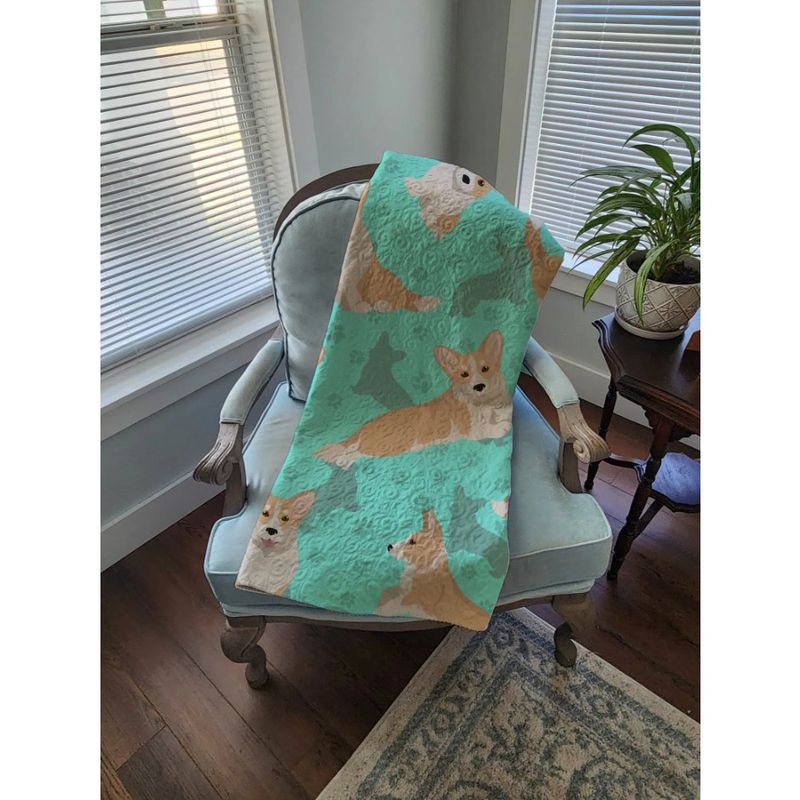 Couch, Cardigan Blanket Pattern And Sofa, Bed, Throw Artwork 50x60 Quilted Fawn Lightweight Corgi Soft Quilted For Blanket_voghion.com