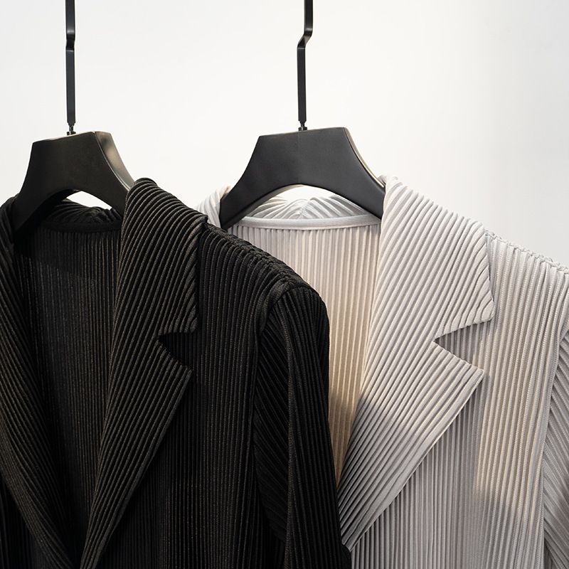 2025 Miyake Long Sleeve Suit Jacket Spring Turn-down Collar High-end Loose Casual Blazer Men's JD201_voghion.com