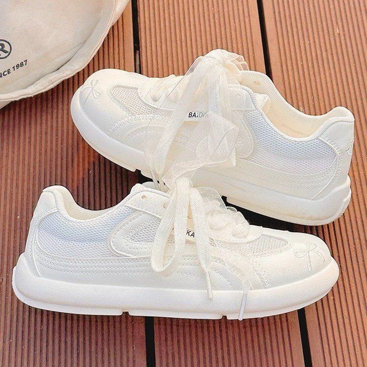 Little White Shoes Women's Skirt Shoes Breathable And Not Stuffy Feet Mesh Mesh Shoes Women's Ballet Style Moral Training Board Shoes_voghion.com