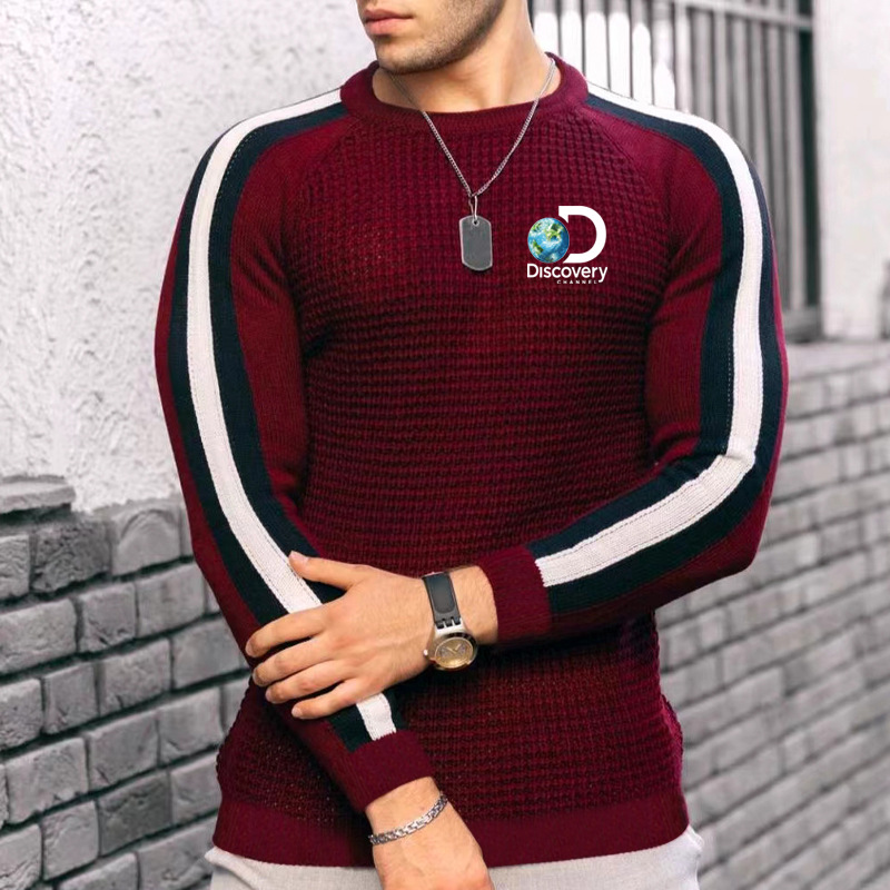 Tendenza pullover girocollo a maniche lunghe a quadretti piccoli da uomo primavera e autunno 2024_voghion.com