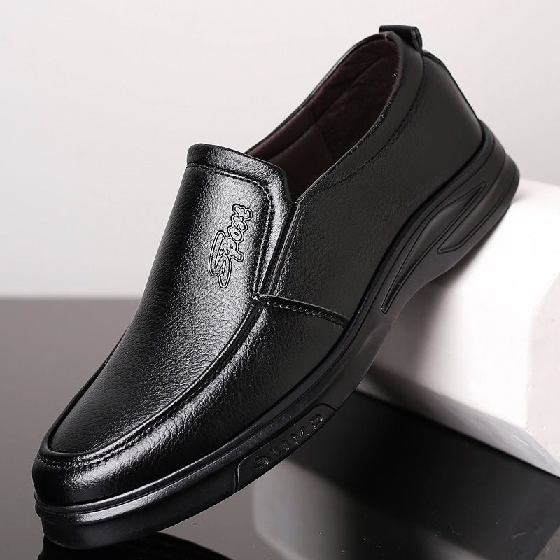 Euro Step Frühling Leder Business Casual Vielseitige Herrenschuhe mit weicher Oberfläche und Löchern für Männer mittleren Alters und ältere Menschen Atmungsaktiv Verschleißfest_voghion.com