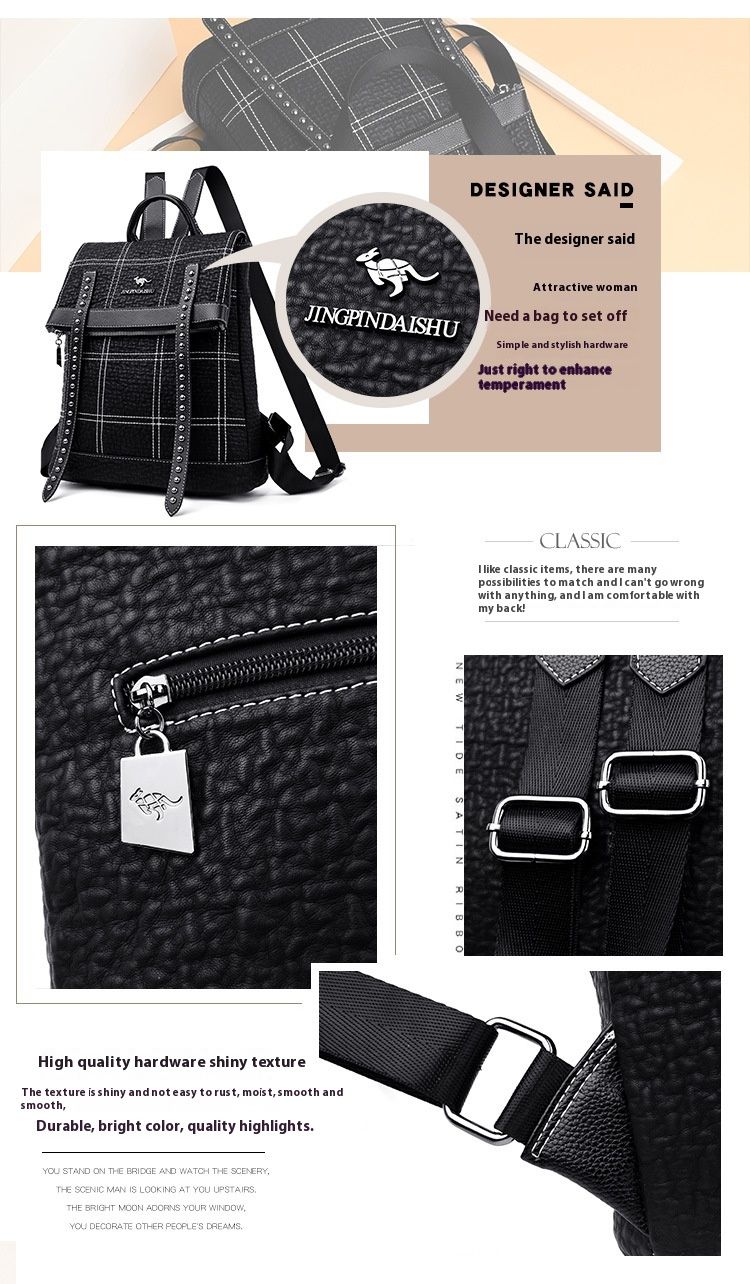 Mochila de piel de vaca con bordado de cuero genuino, nueva edición coreana, versátil, para mujer, con uno o dos hombros_voghion.com