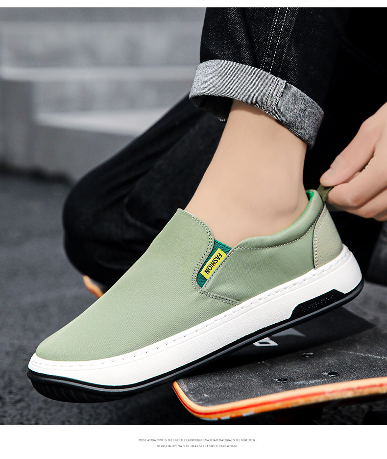 Canvas men's shoes spring breathable new men's trend with a slip-on loafers_voghion.com