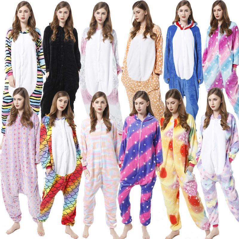 Conjunto de pijama macacão de lã aconchegante com estampa de animais – Roupa de dormir divertida para toda a família, com estampa de desenho animado do Sulley e seus amigos, unissex, para usar em casa e ao ar livre (P-140cm)_voghion.com