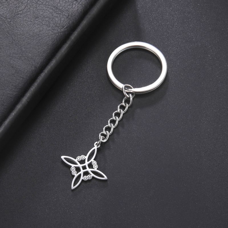 Het hete verkopende titanium stalen sleutelhanger vierkante doorlopende krullende patroon hanger gemaakt van 304 materiaal roestvrij staal sleutelhanger vakantiecadeau voor koppels_voghion.com