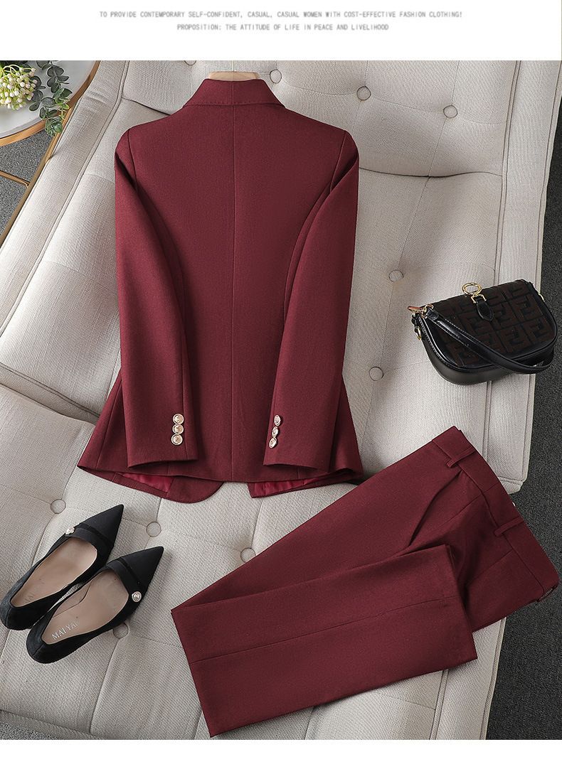 Women's Clothing Orange suit small high end professional temperament goddess suit formal wear_voghion.com