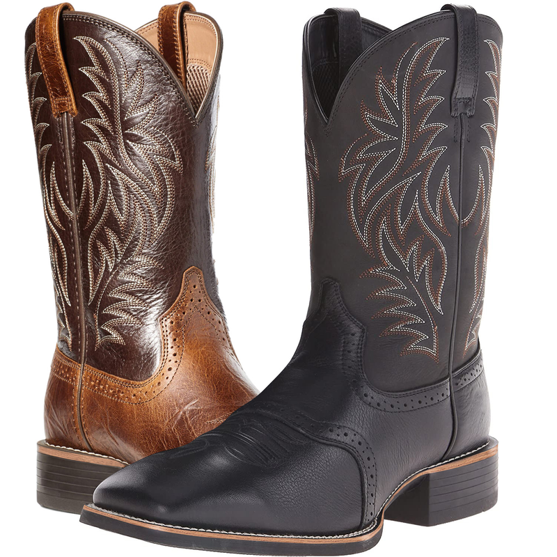 Pantofi bărbătești cu broderie retro sculptată, cu cap lat, cizme western de cowboy, model înalt_voghion.com