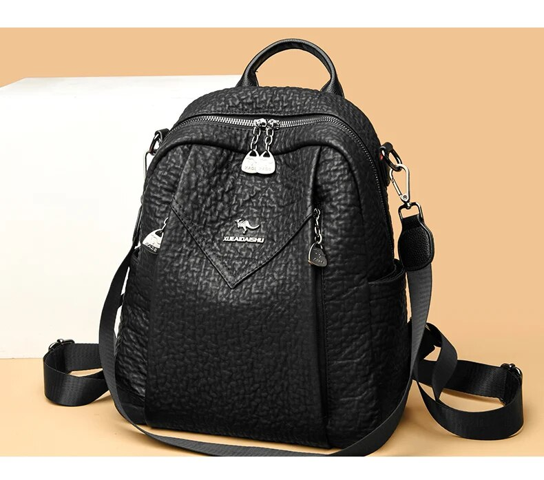 Sac à dos de voyage en PU pour femmes, grande capacité avec plusieurs compartiments, sac à bandoulière de poitrine, 2024_voghion.com