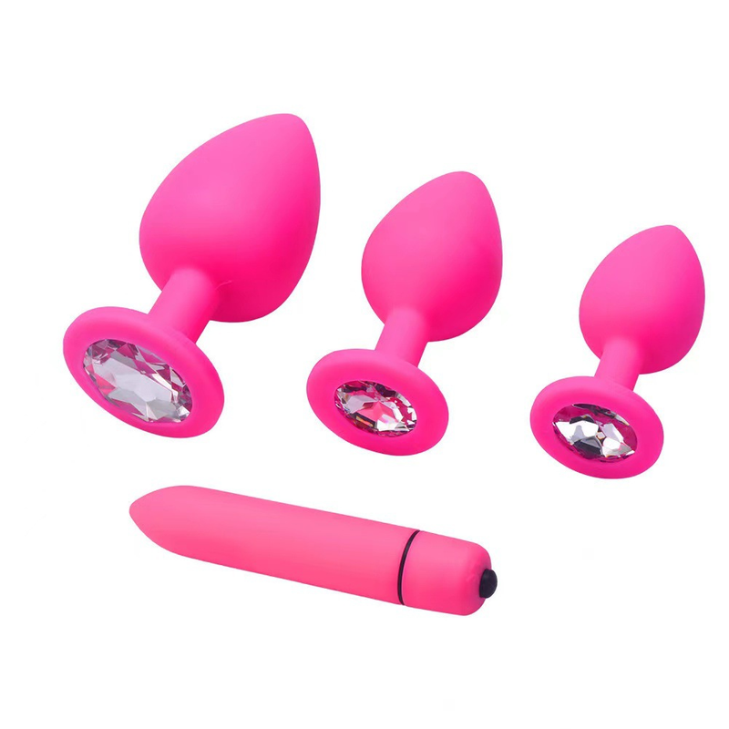 Silicone heart-shaped anal plug, round anal plug, large, medium and small size silicone anal plug, vibrating bullet anal plug set_voghion.com