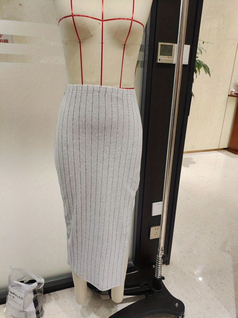 Dames strakke mode effen kleur pitstrip dames kleine ronde hals met lange mouwen en zijvorkrokset_voghion.com