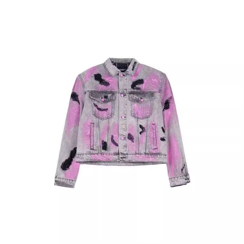 Suitable For All Seasons Post-Apocalyptic Style Men's Denim Street Graffiti Washed Vintage Distressed Spring Autumn Shoulder Pad Jacket Unisex_voghion.com