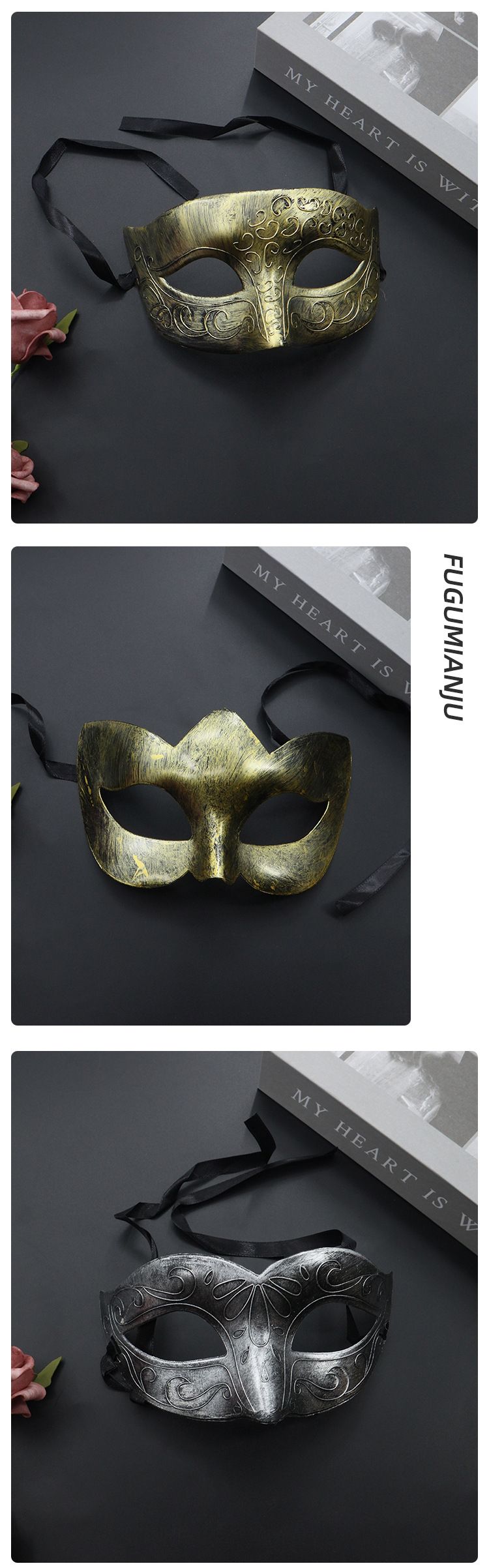 Halloween Neue Halbgesichtsmaske Mysteriöse High-End-Makeup-Ball Römischer Krieger Rollenspiel_voghion.com