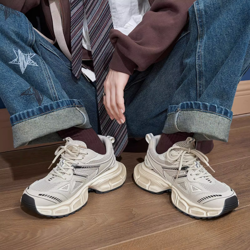 Garoya~Masurism 2025 Nuove scarpe da corsa casual sportive da donna con suola spessa color argento, alla moda e alla moda_voghion.com