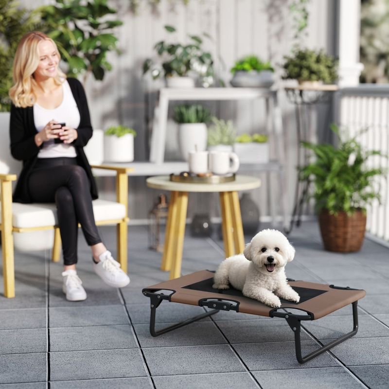 Erhöhtes Hundebett Klappbar Mit Netzdesign, 75x18cm, Kaffee_voghion.com