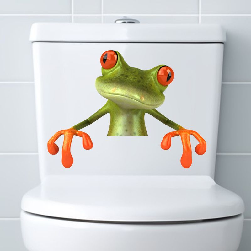 Cartoon Big eyed PVC Matt CH Serie WC Frosch dekorative Wandaufkleber_voghion.com