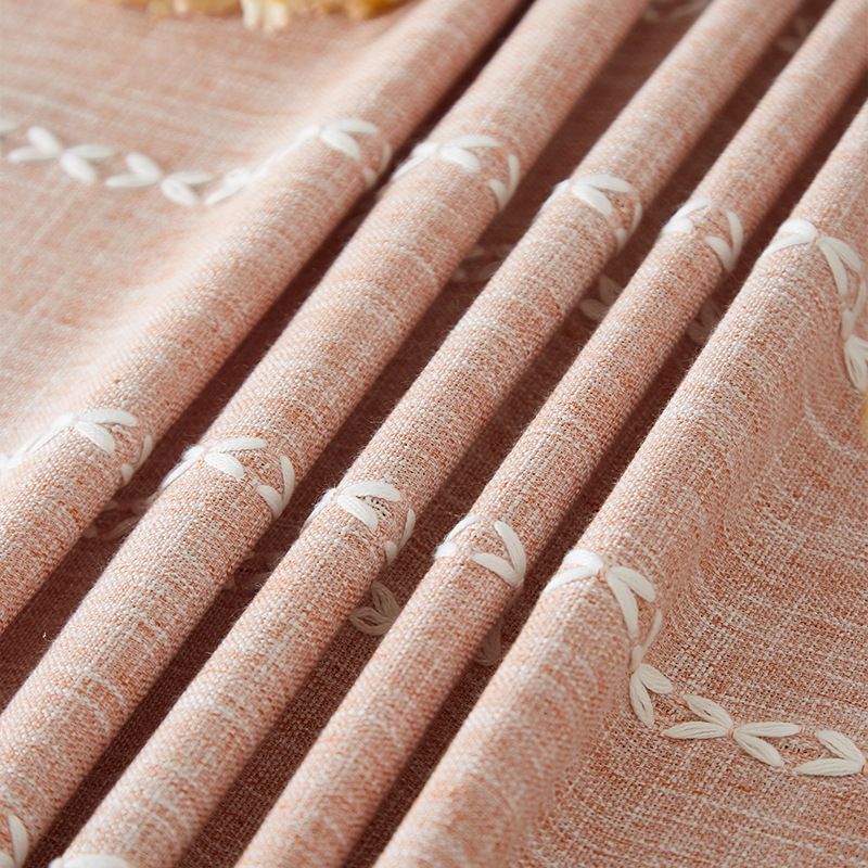 Nappe à pompons rustique marron - Housse de table rectangulaire en lin et coton mélangés de style ferme pour salle à manger/table basse_voghion.com