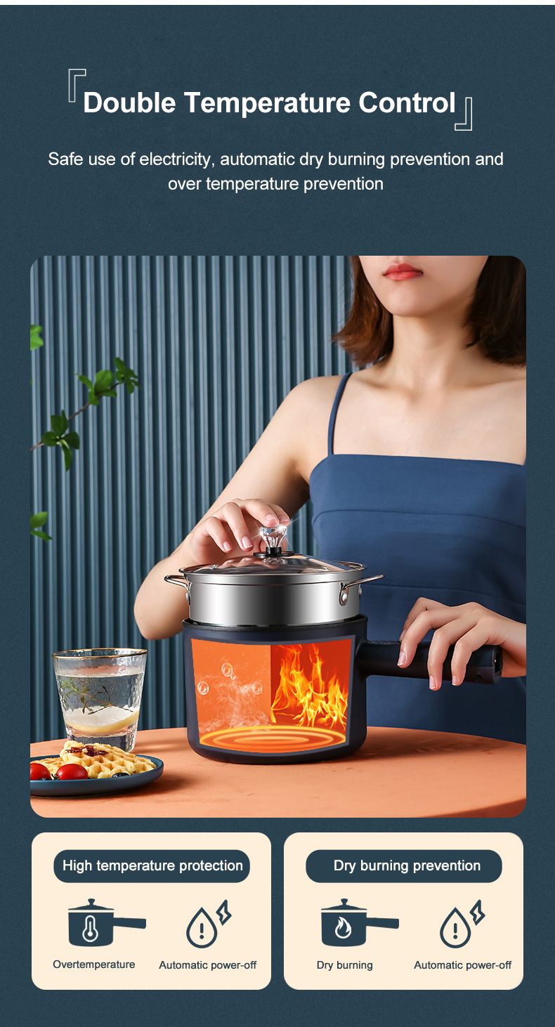 Mini Electric Cooker Multi-Function All-In-One Pot Double Layer Household Noodle Cooker Non-Stick Hot Pot Kitchen Tool_voghion.com