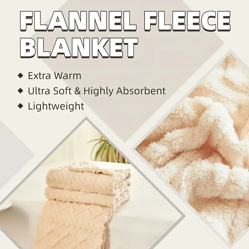 Coperta in pile ultra-morbida 3D, 1 pezzo, lussuosa, trama fitta per un calore eccezionale, accogliente coperta in flanella_voghion.com