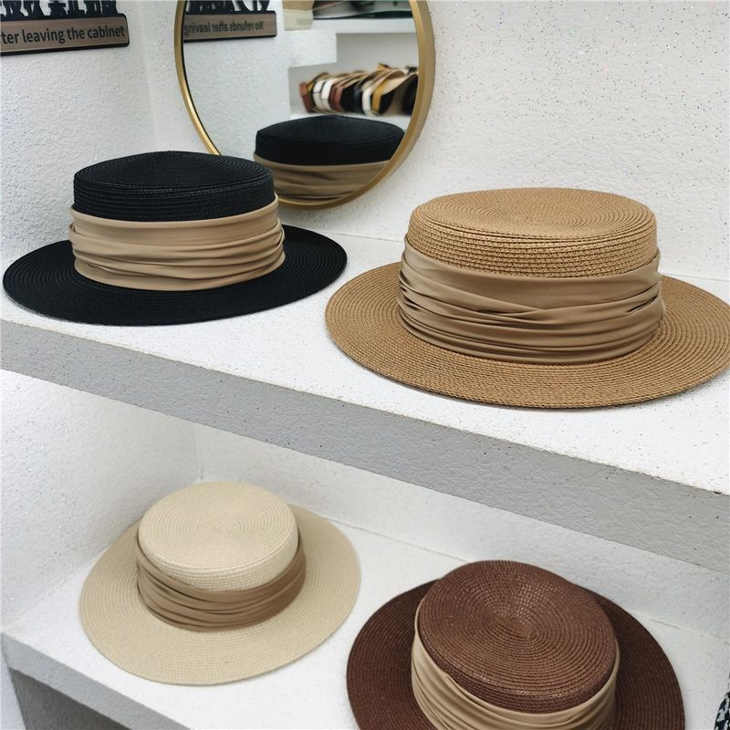 Nuovo stile cappello giapponese minimalista cappello piatto superiore estate donna britannico retrò piccolo cappello temperamento mondano spiaggia vacanza cappello da sole_voghion.com