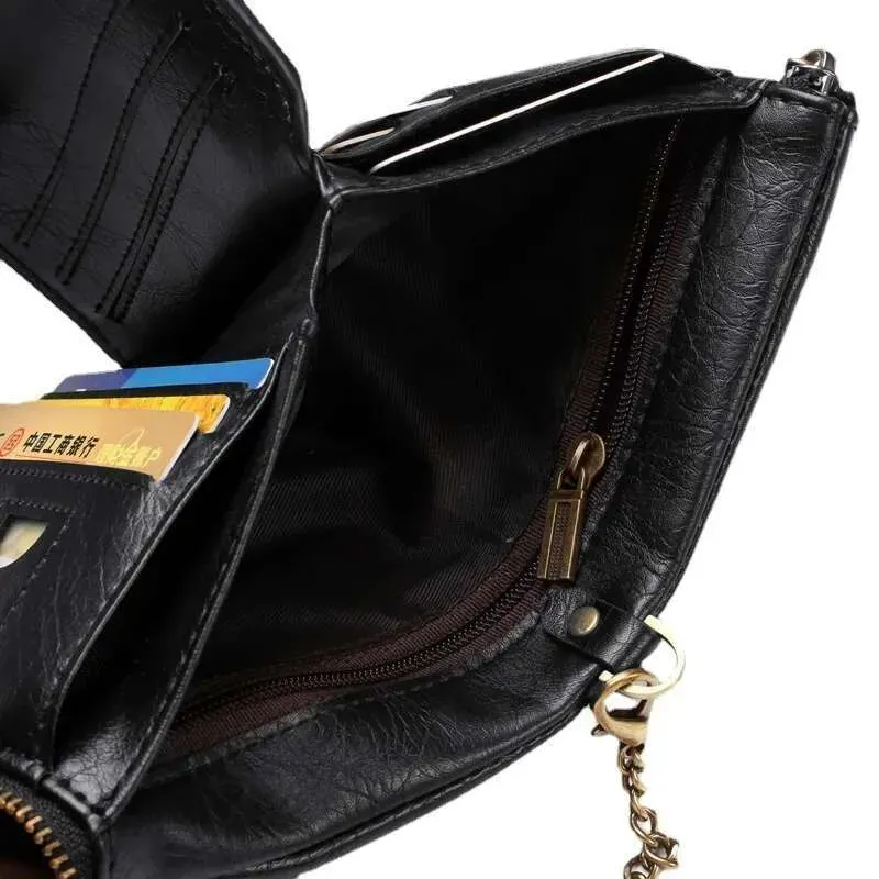 Designer 2025 Theft Men's PU Leather Retro Style Short Bifold Zipper Wallets Credit Card Coins Storage With Anti Loss_voghion.com