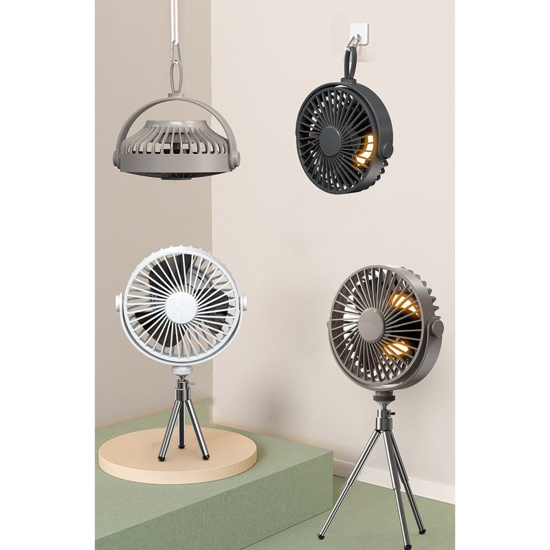 Mini ventilatore portatile con rotazione a 360 gradi, telecomando wireless a 3 velocità, raffrescatore d'aria con treppiede, nero_voghion.com