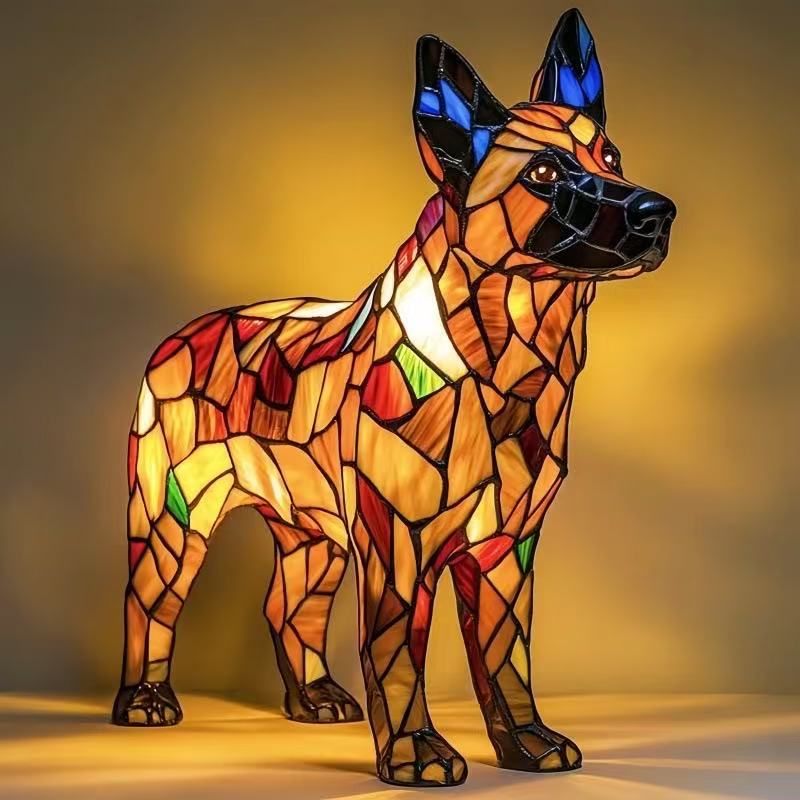 New Dog Series Resin Ornaments LED Night Light Art Animal Statue Creative Home Desktop Decoration_voghion.com