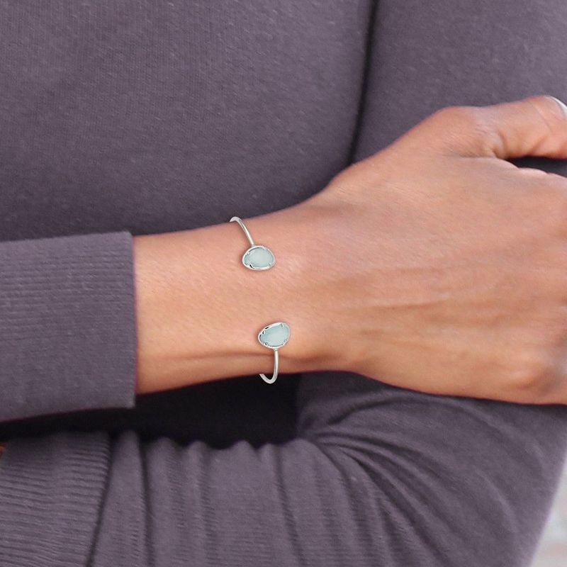 Sterling Silver Blue Chalcedony Bangle_voghion.com