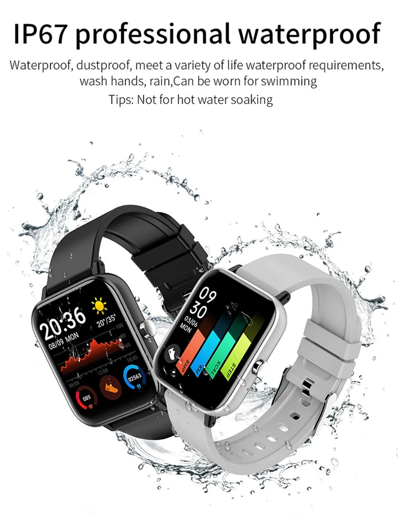 Smart Watch Donna Uomo 1.69"Full Touch Bluetooth Chiamata Fitness Tracker Cardiofrequenzimetro Pressione Sanguigna Smartwatch Donna_voghion.com