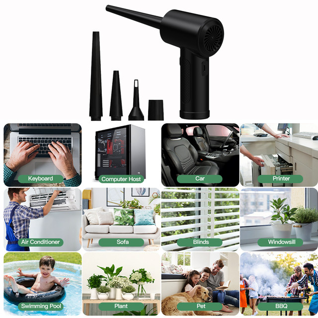 Compressed Air Duster For Computer Keyboard 51000 RPM USB Charging Mini Electric Cordless PC Car Cleaner Wireless Air Blower_voghion.com